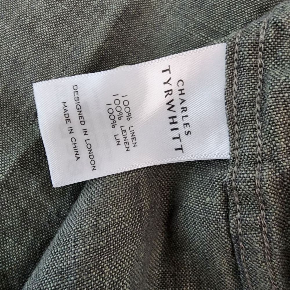 Charles Tyrwhitt Men's Green Pure Linen Shirt - Picture 13 of 14